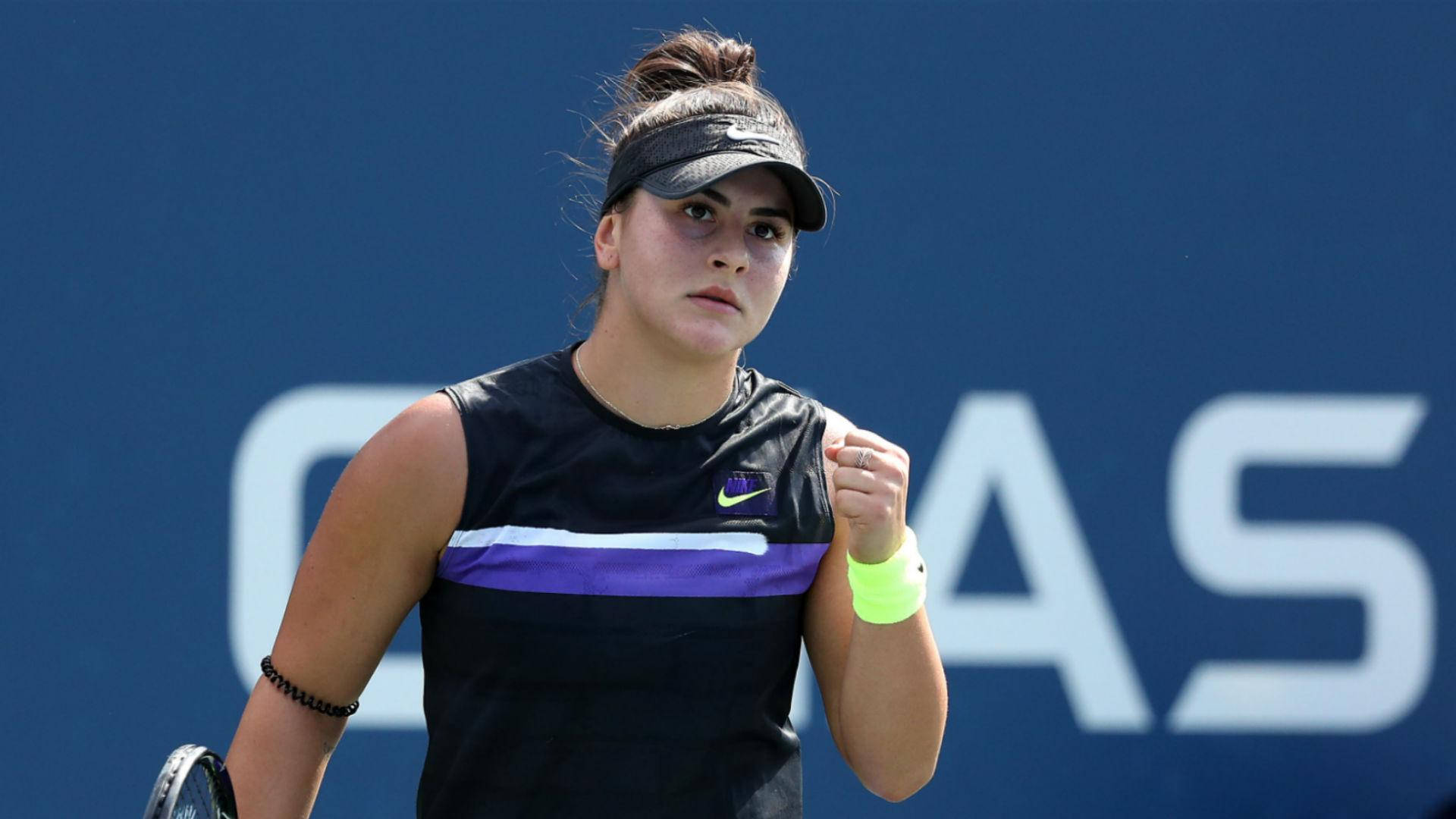 Canadian Tennis Prodigy Bianca Andreescu Showcasing A Focused Expression Background