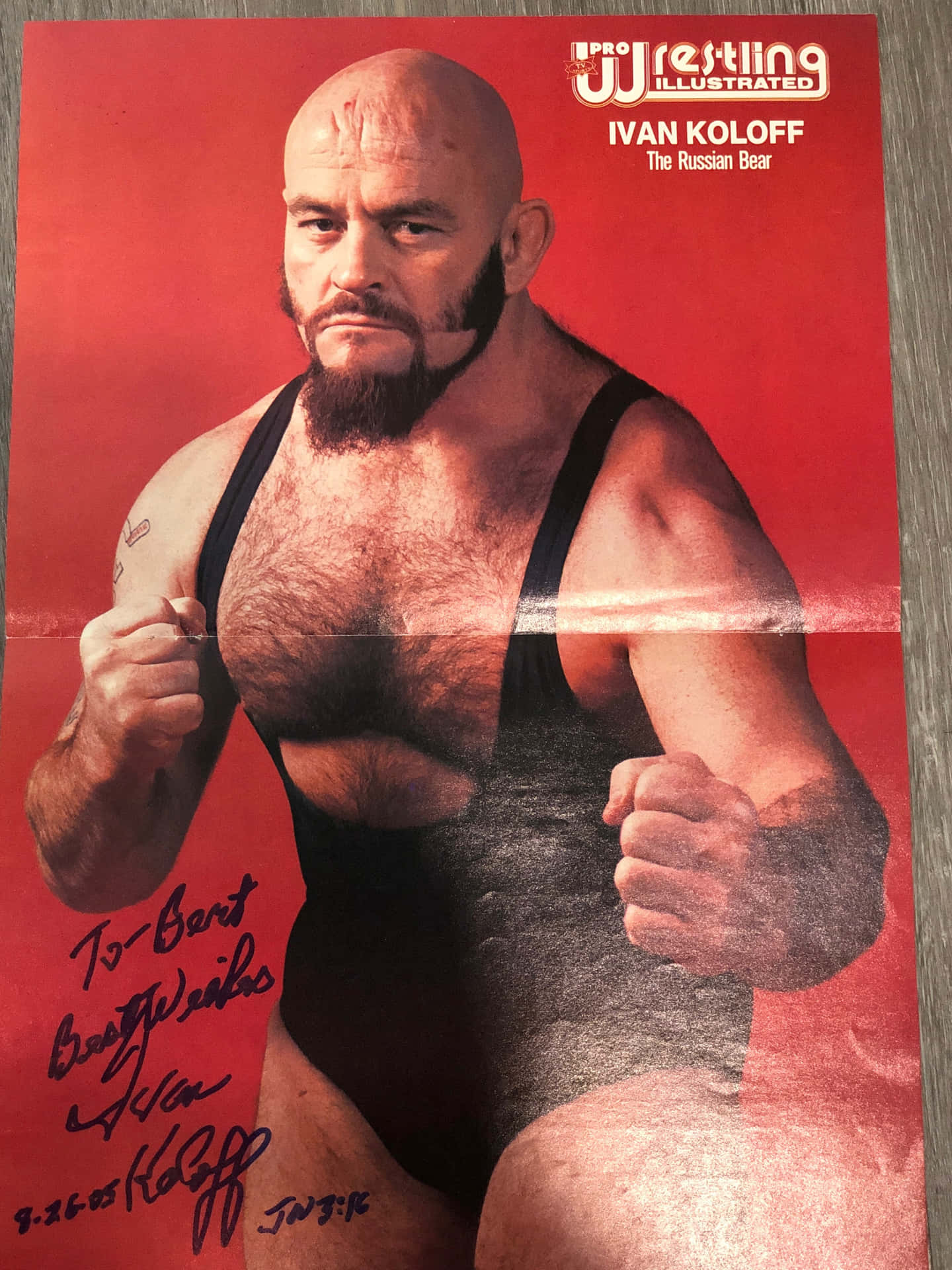 Canadian Wrestler Ivan Koloff The Russian Bear Signed Portrait Background