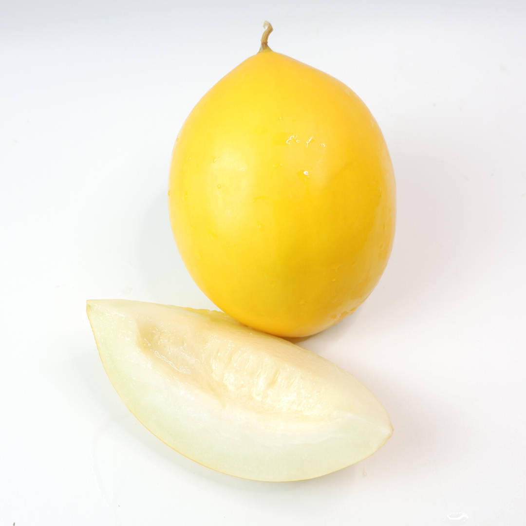 Canary Melon In Whole With One Peeled Background