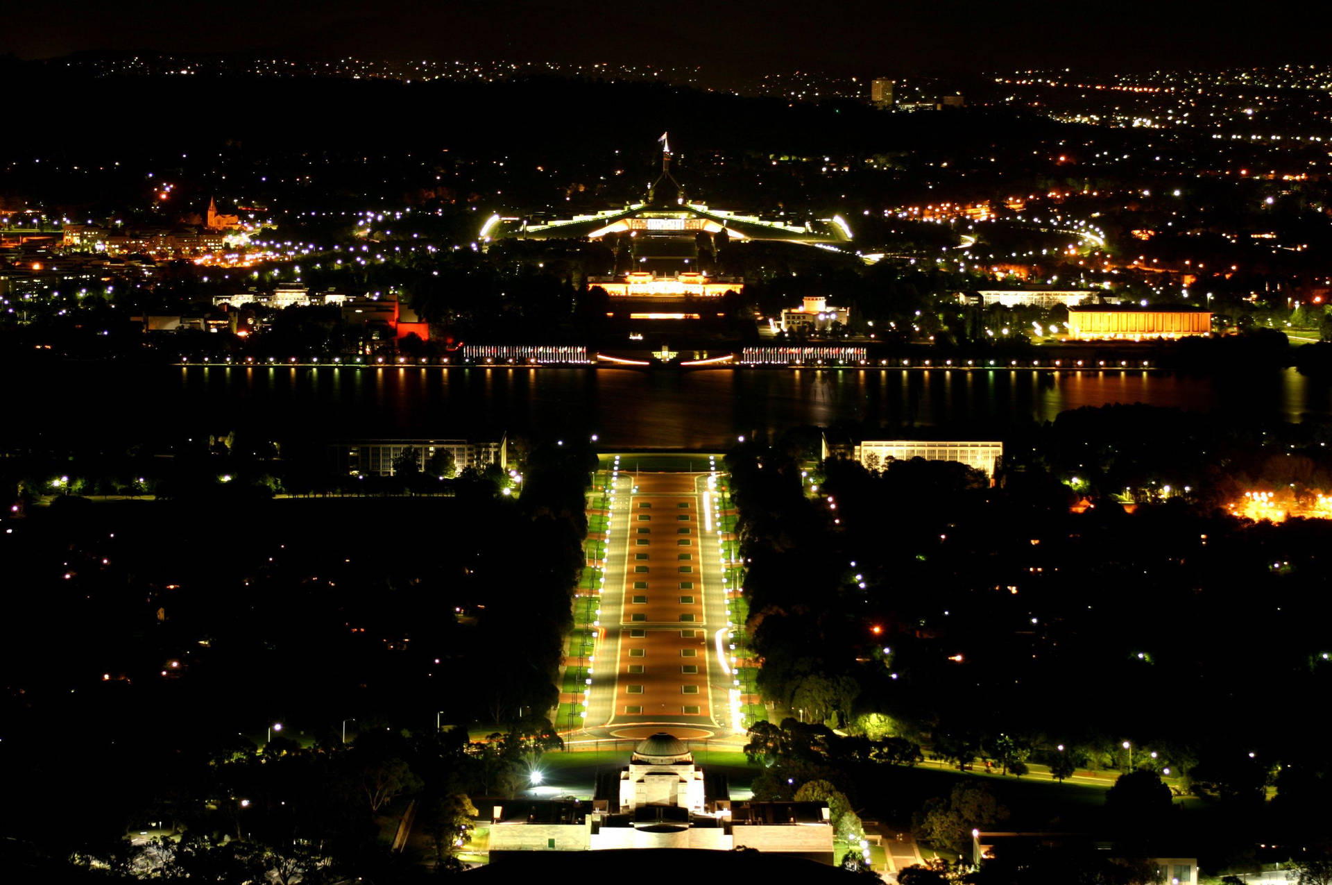 Canberra Parliament House Nighttime Photograph Background