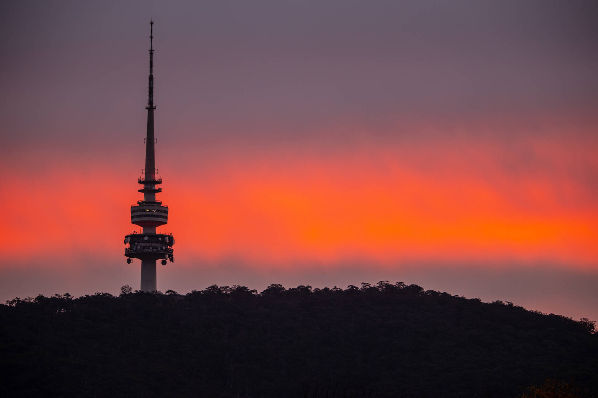 Canberra Telstra Tower Red Sky Background