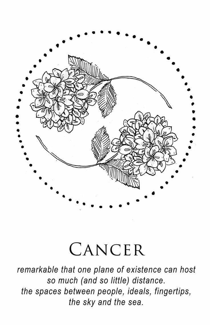 Cancer Aesthetic Floral Symbol Art Background