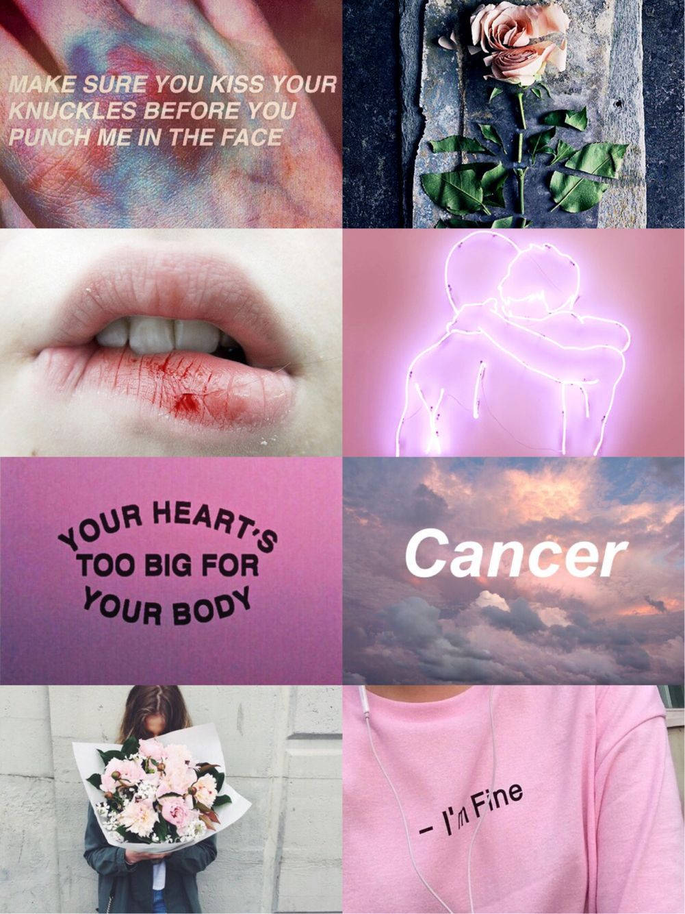 Cancer Pink Aesthetic Collage Background