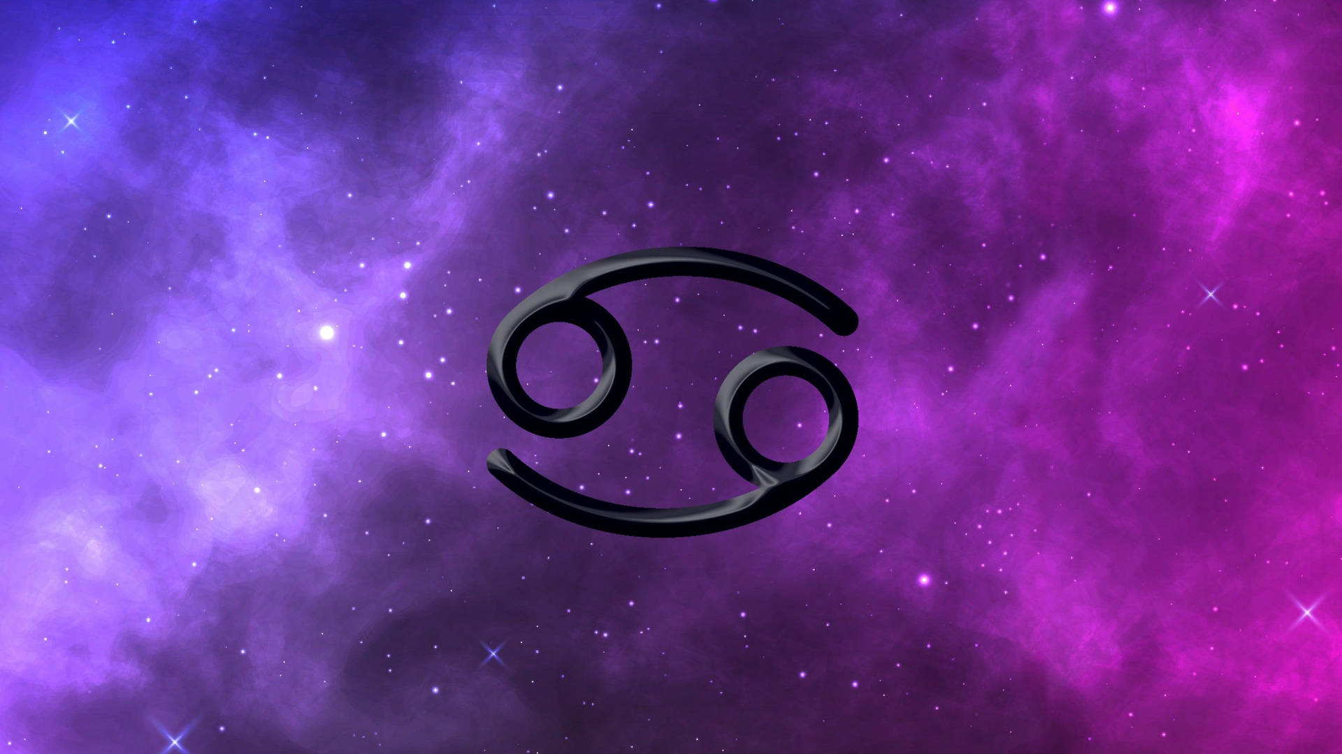 Cancer Zodiac Symbol On Purple Galaxy Background Background