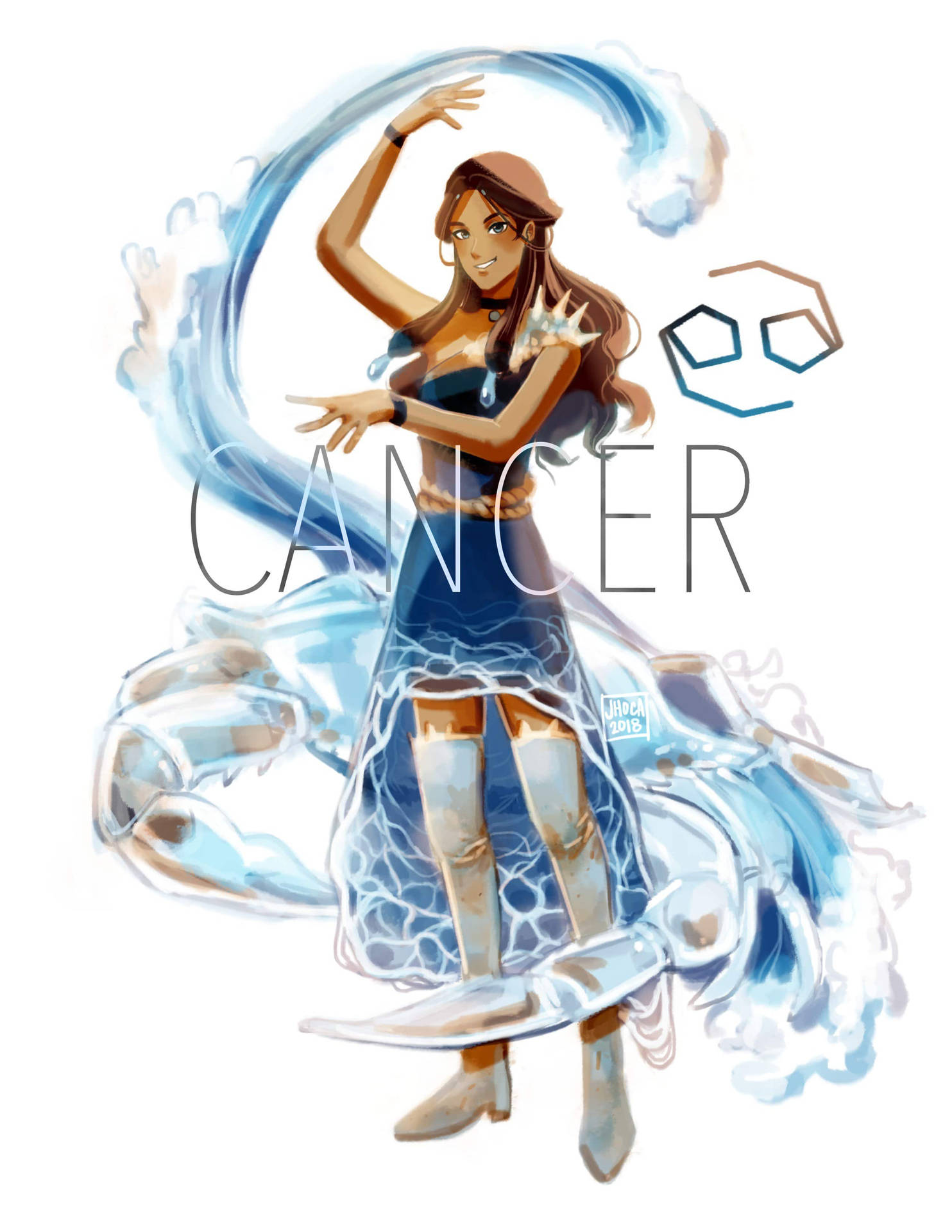 Cancer Zodiac Water Girl Background