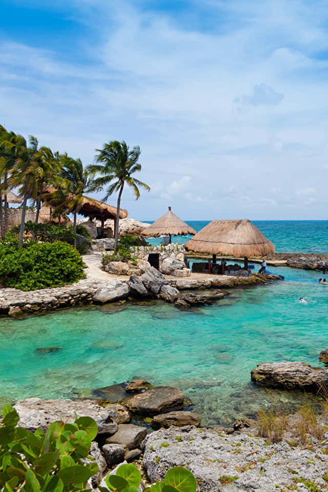 Cancún, Mexico Cute Nipa Huts Background