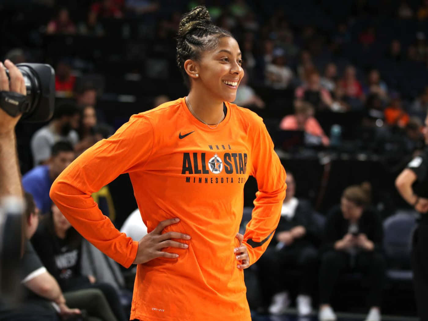 Candace Parker In Orange Long-sleeve Jersey Background