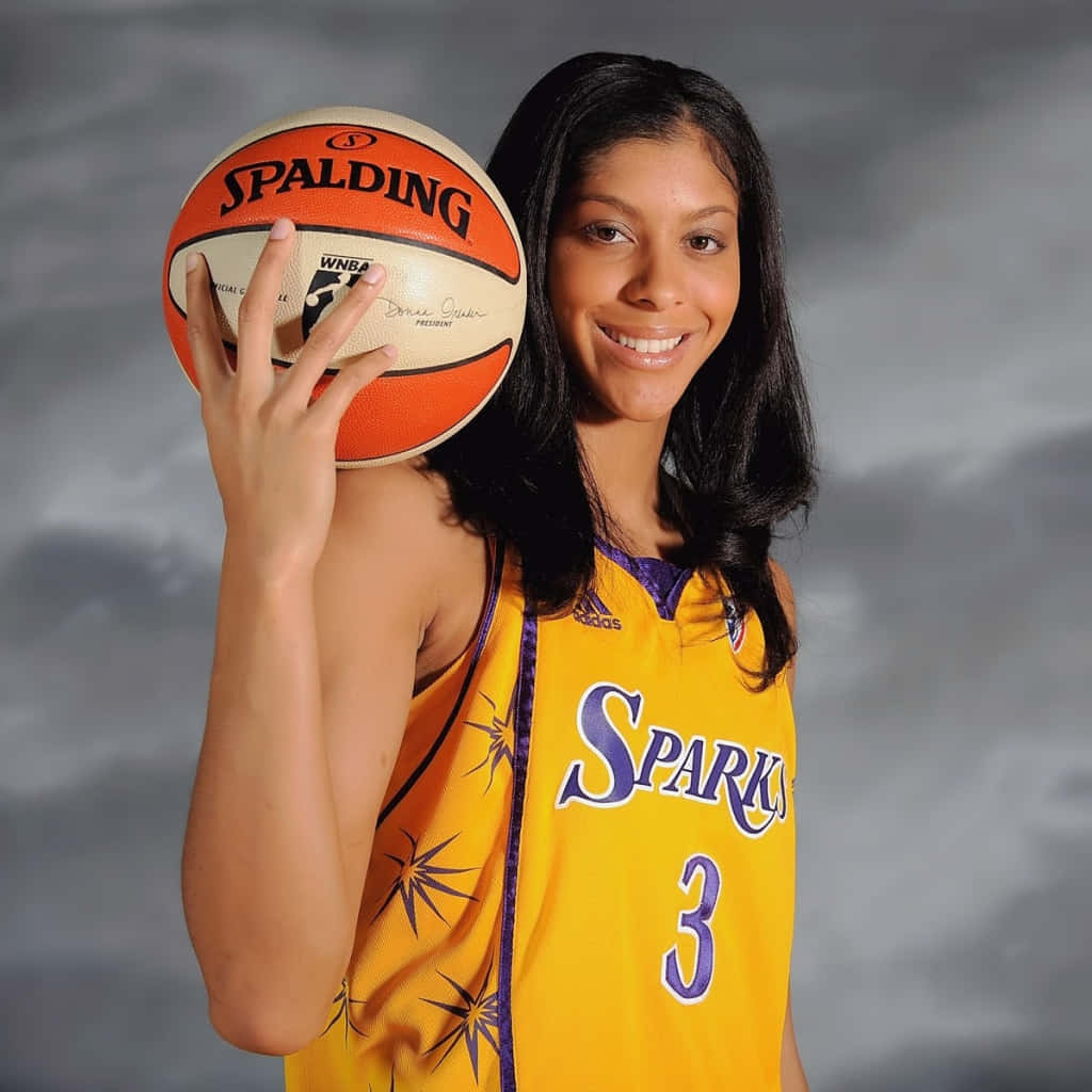 Candace Parker Modeling A Ball Background