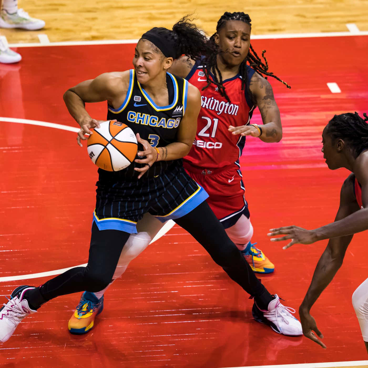 Candace Parker Stealing A Ball Background