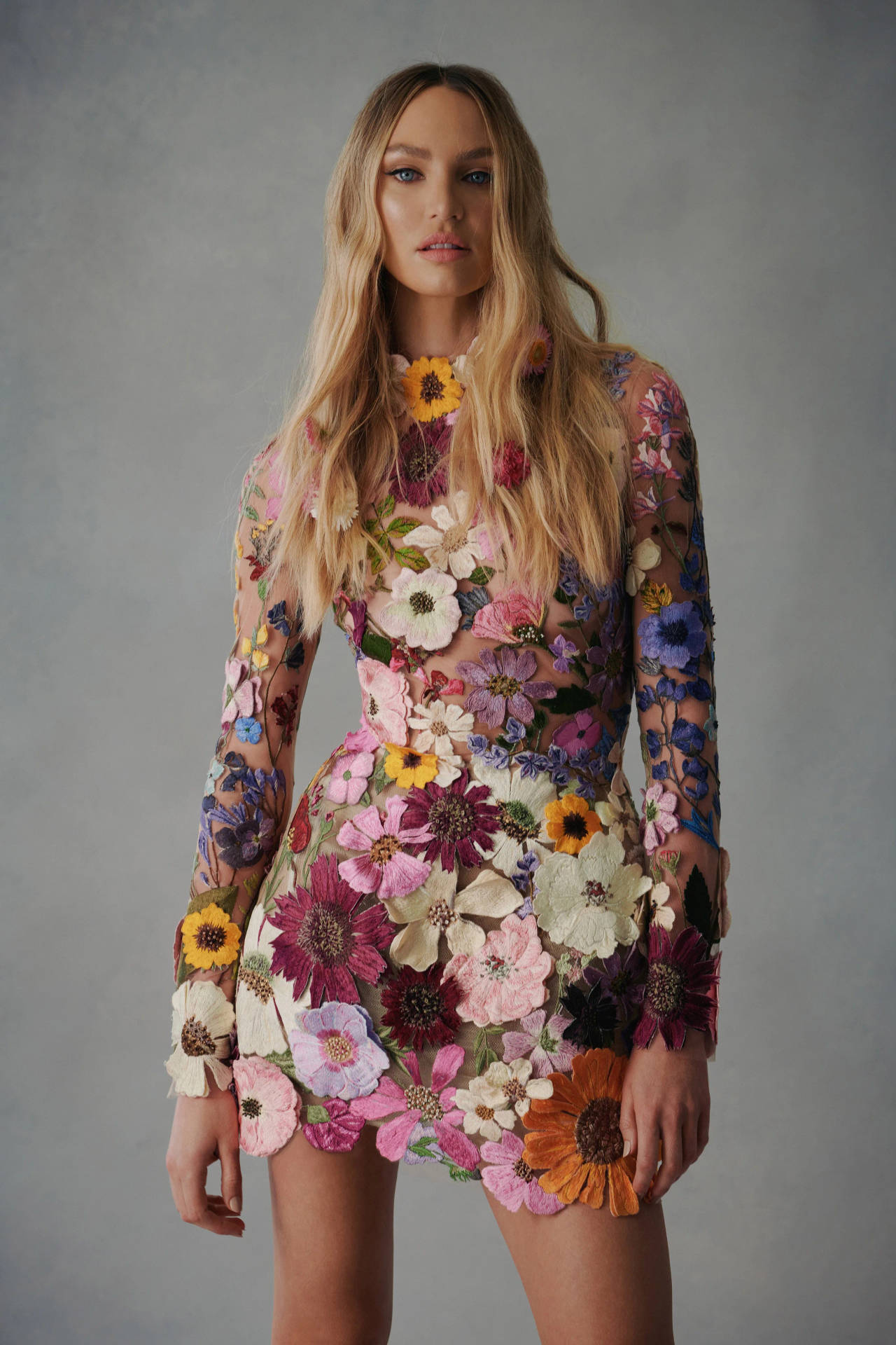 Candice Swanepoel Floral Dress Background