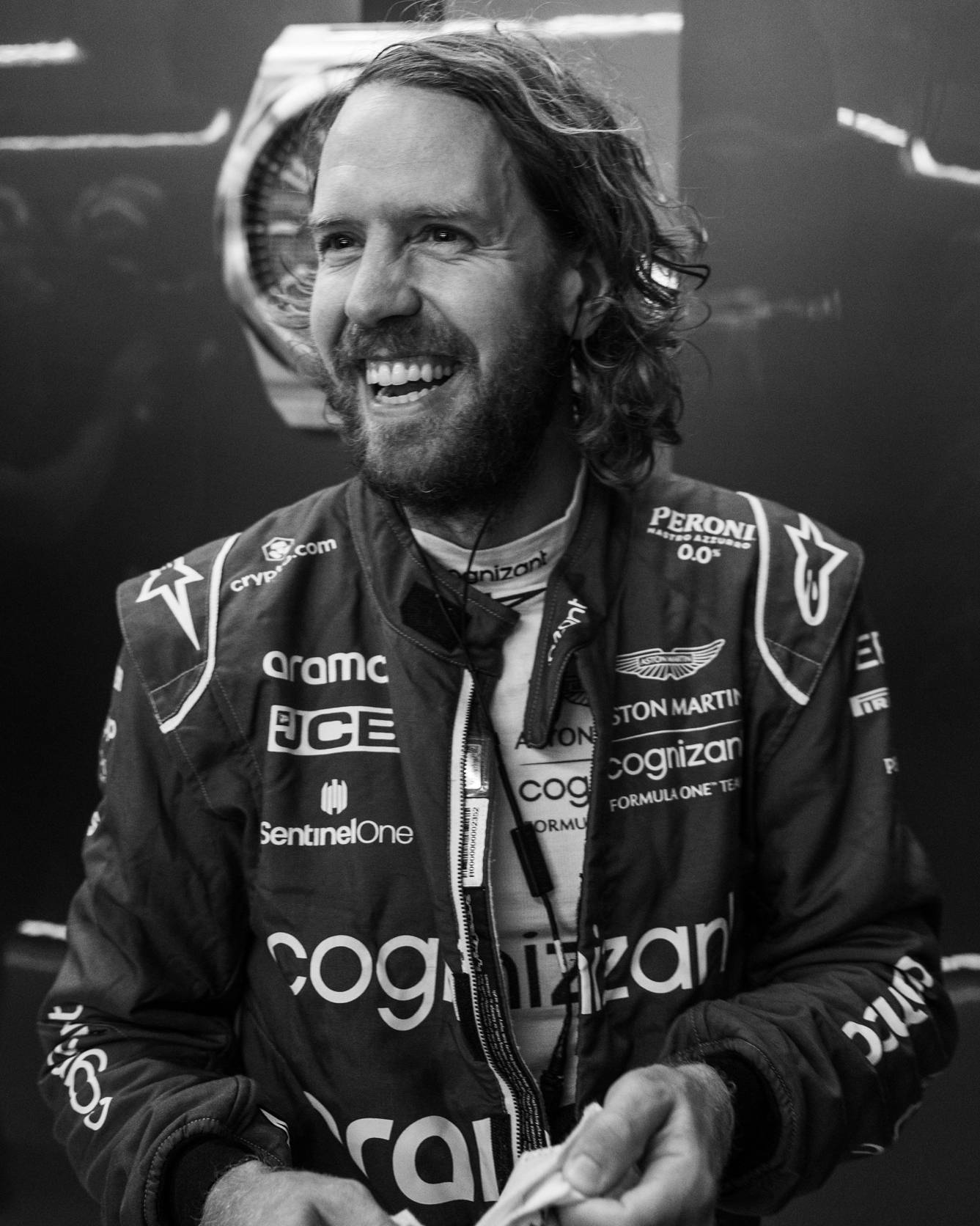 Candid B&w Portrait Of Sebastian Vettel Background