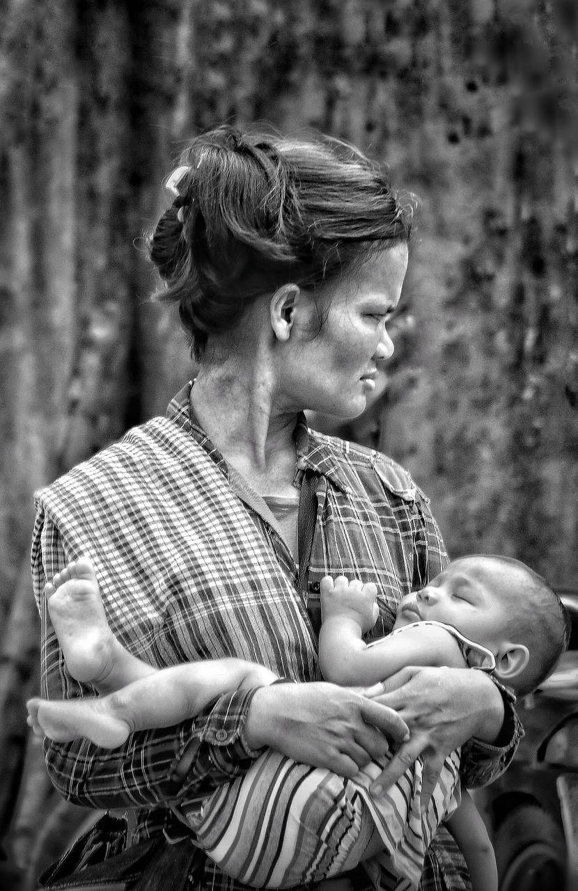 Candid Mother And Baby Portrait