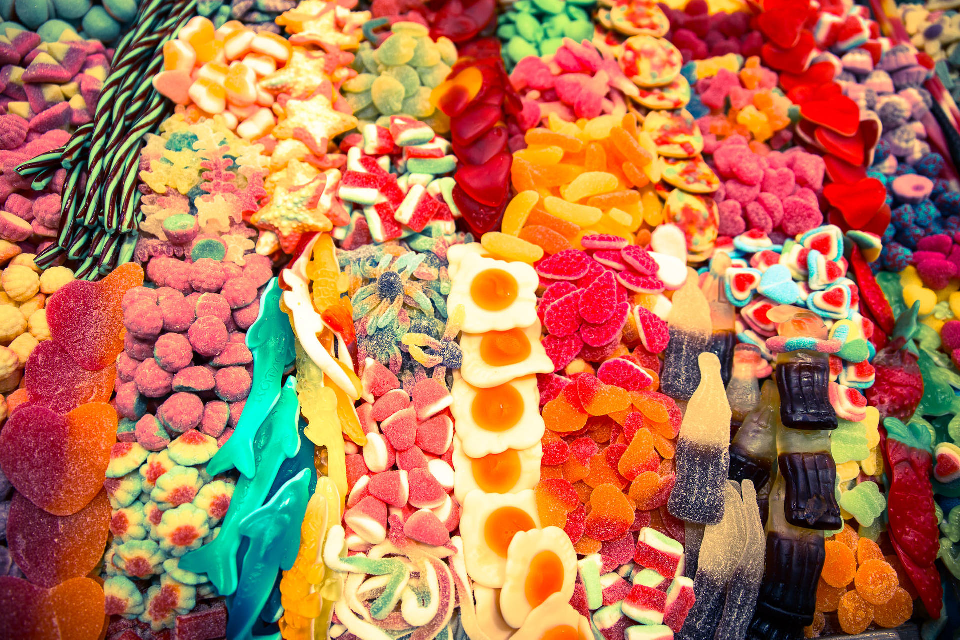 Candies At Barcelona Market Background