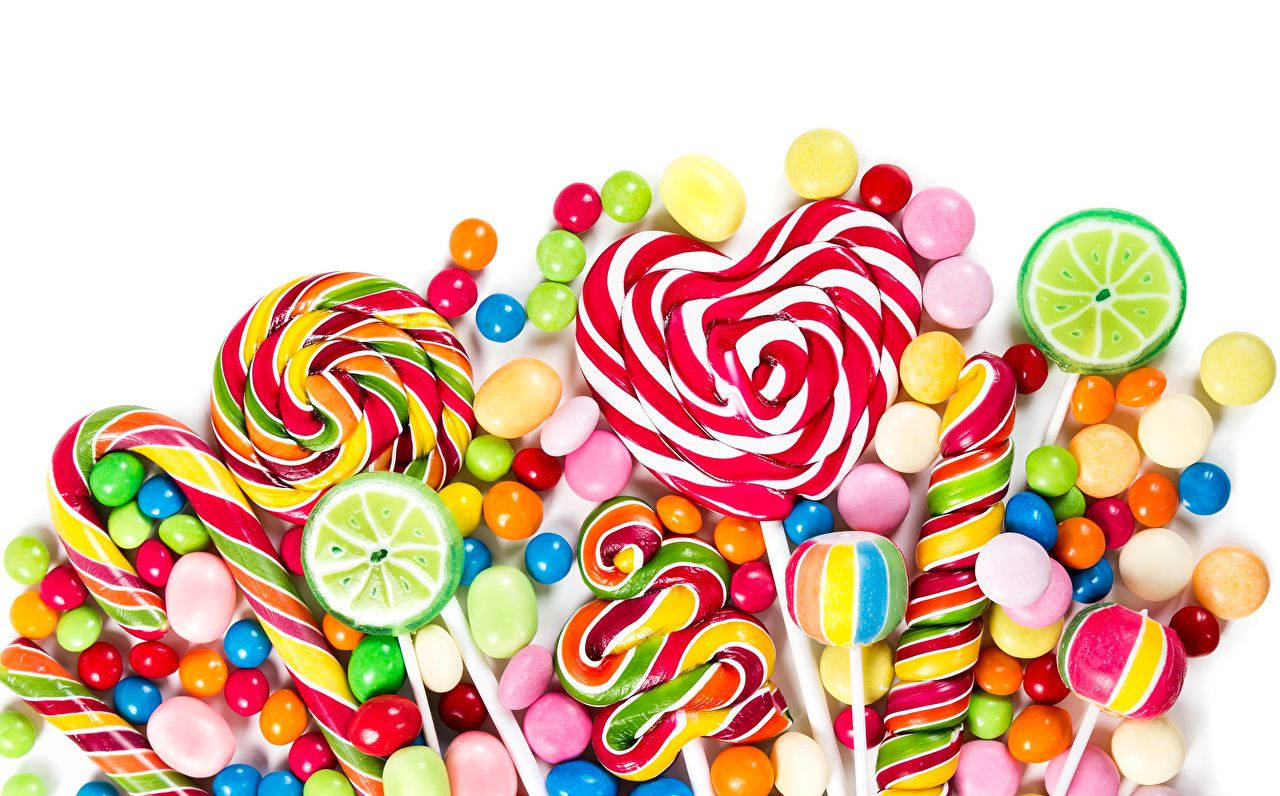 Candies On White Background Background