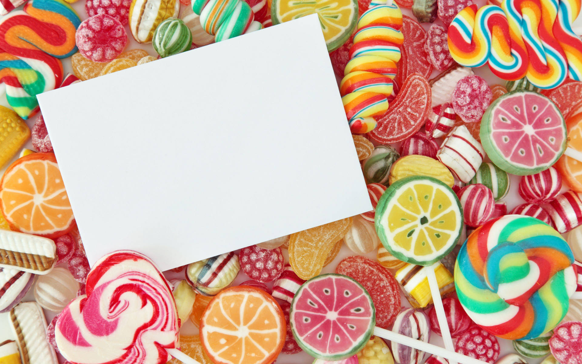 Candies With A Card Background