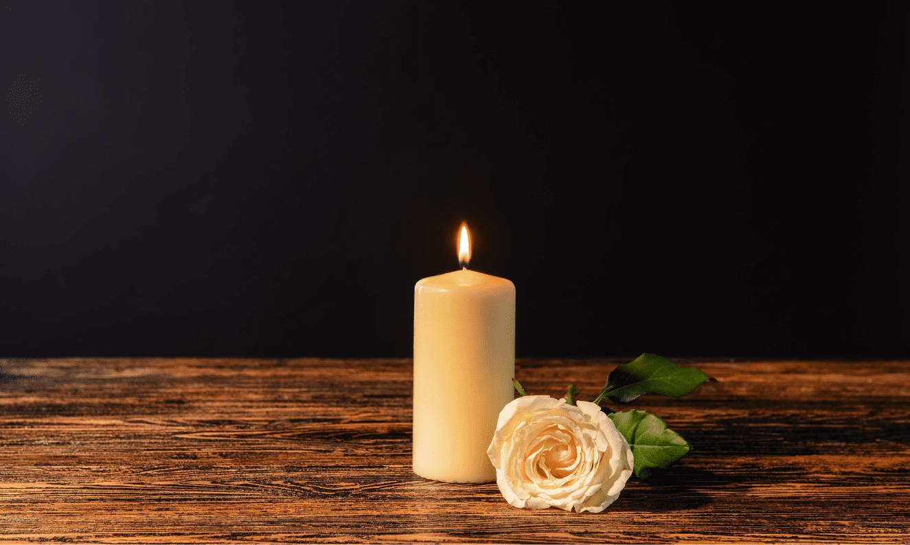 Candle And White Rose Condolence Background