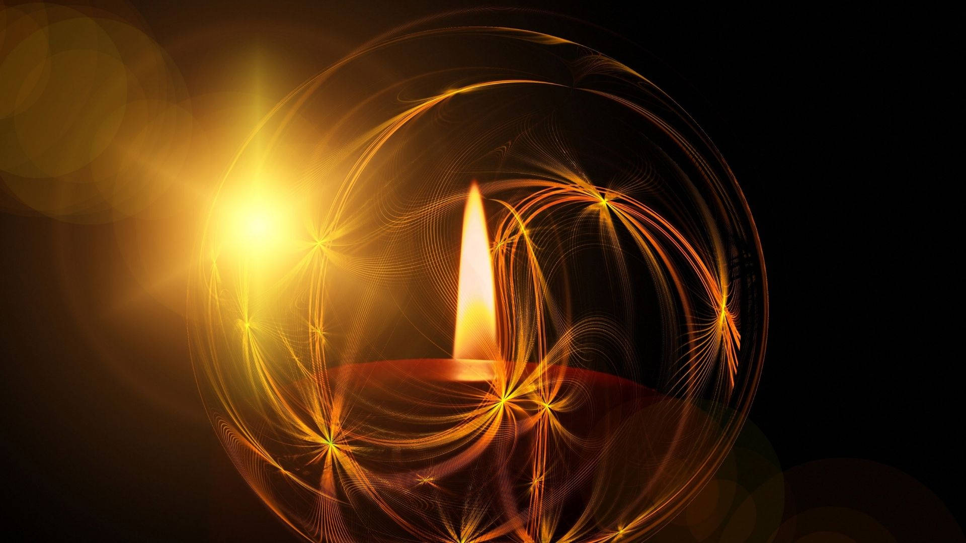 Candle In Circle Light Background
