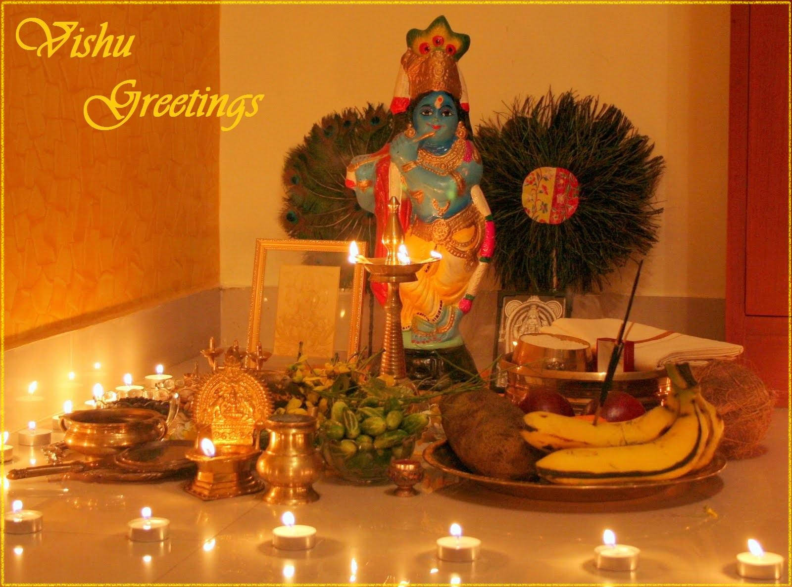 Candle Offerings Vishu Background