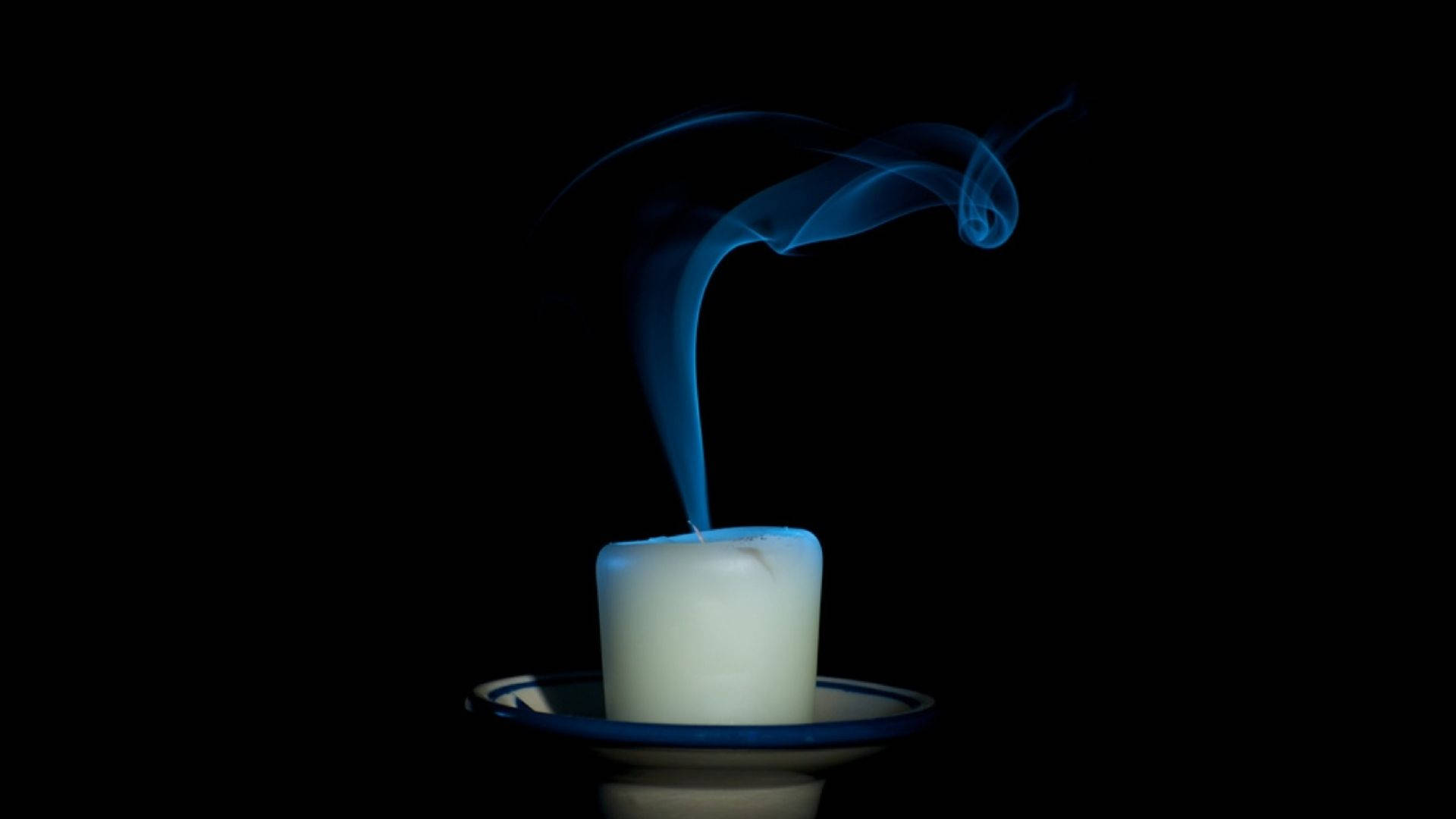 Candle With Blue Smoke Background