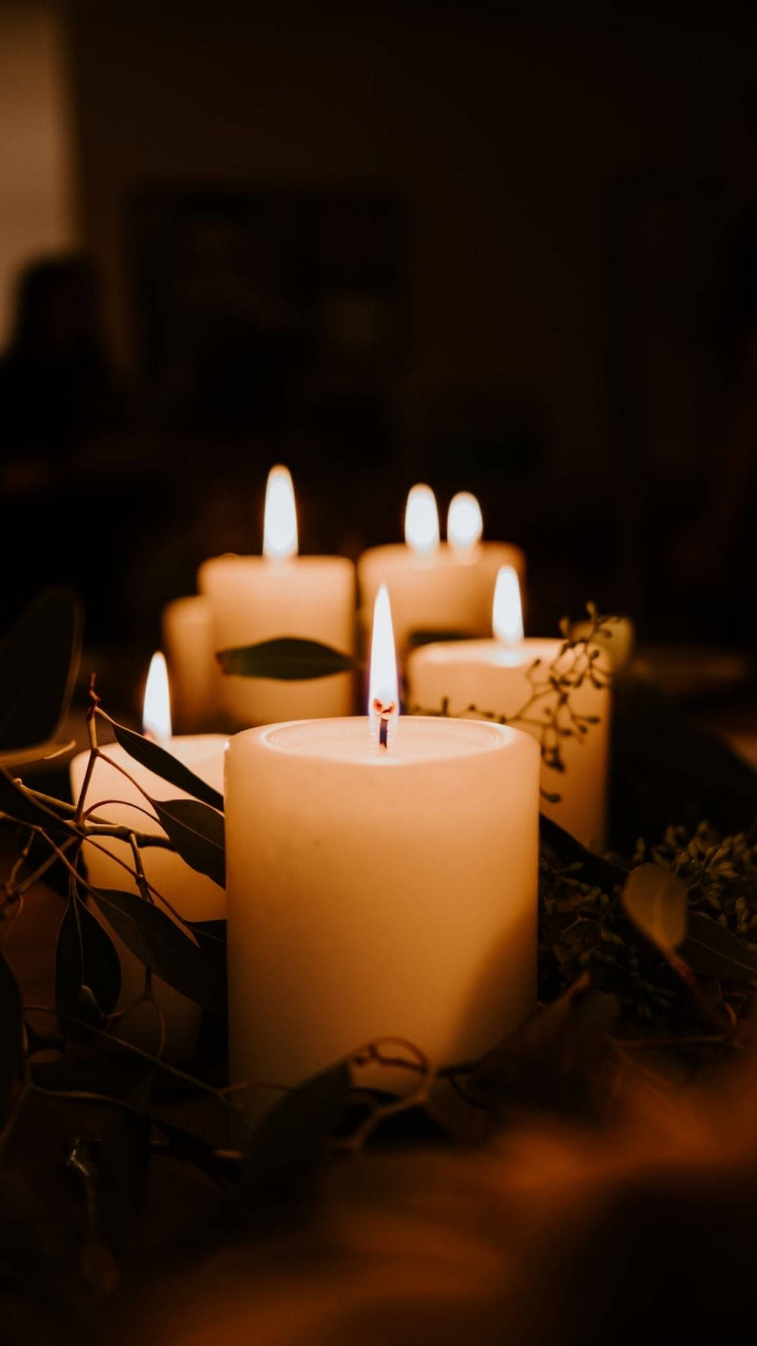 Candle With Leaves