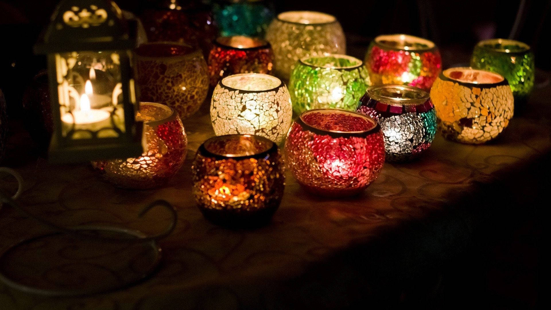 Candles In Colorful Glass