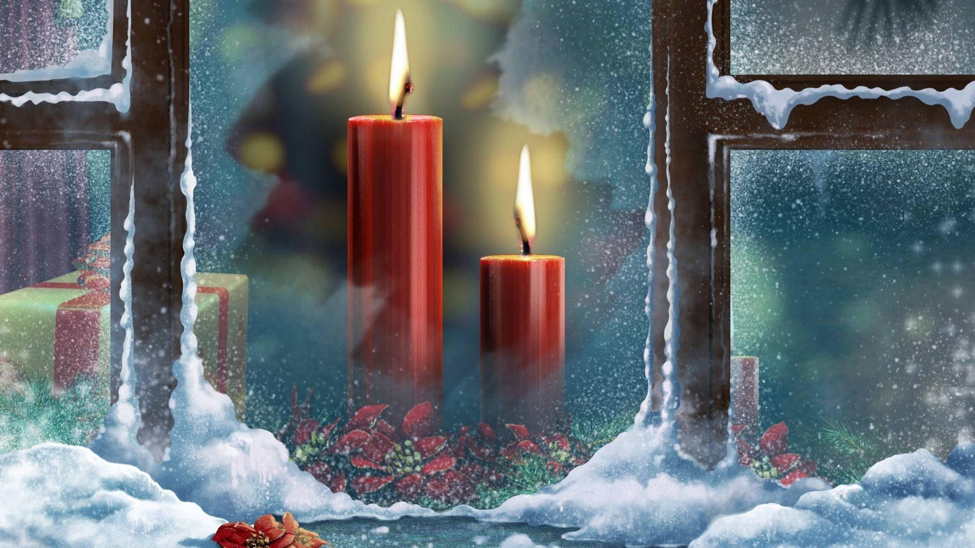 Candles In Window Background