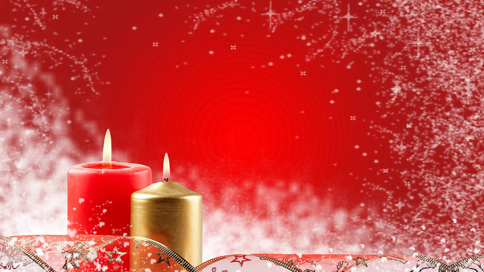 Candles On Red Christmas Background Background