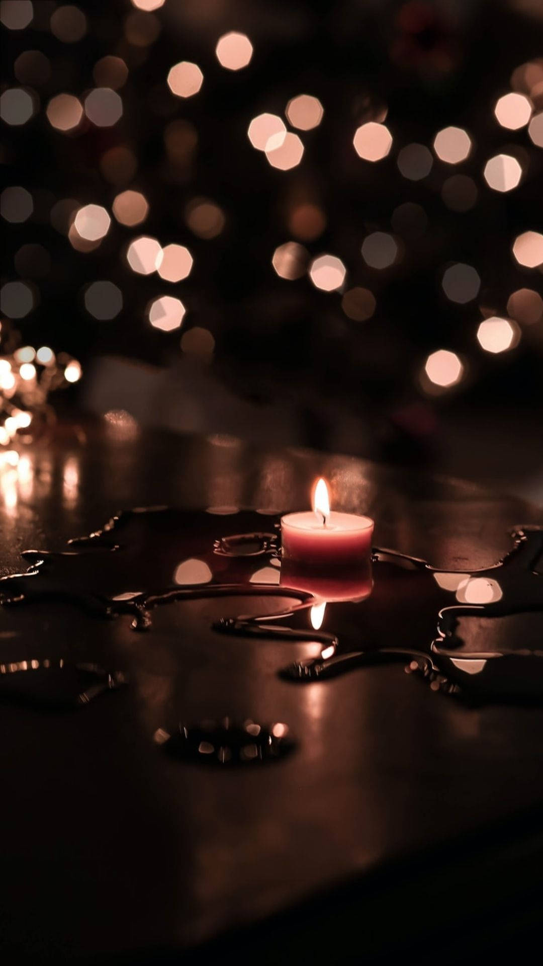 Candles On Table With Water Background