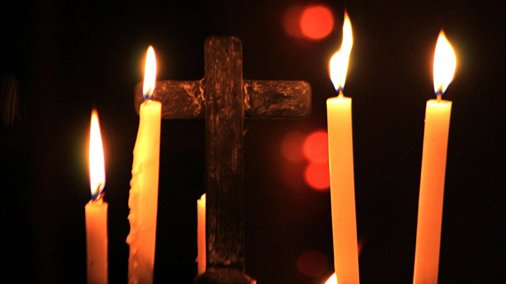 Candles With Cross Background