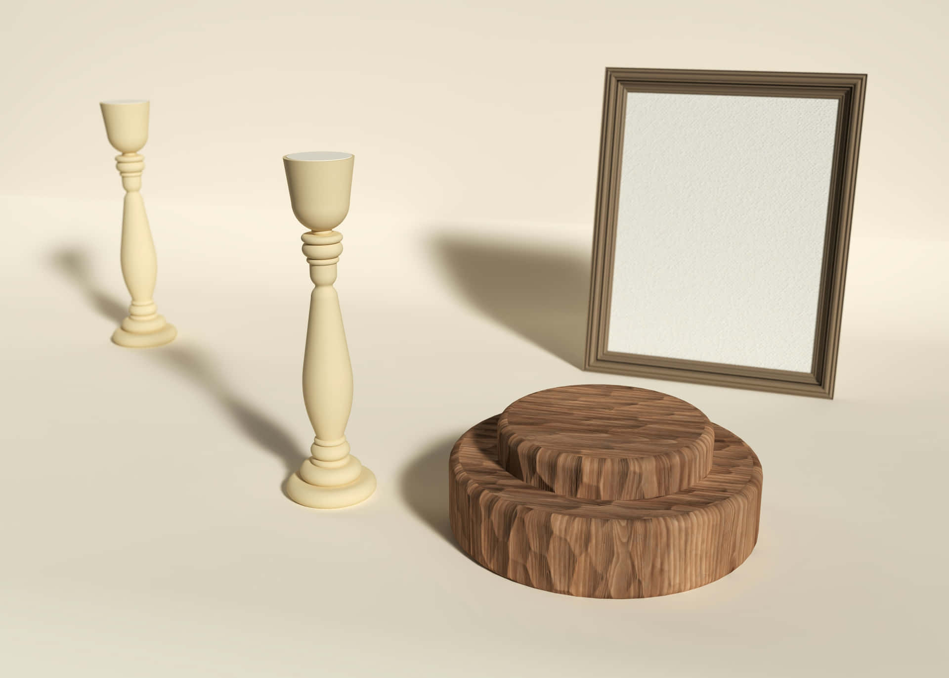 Candlesticks Frame Wooden Display Mockup Background