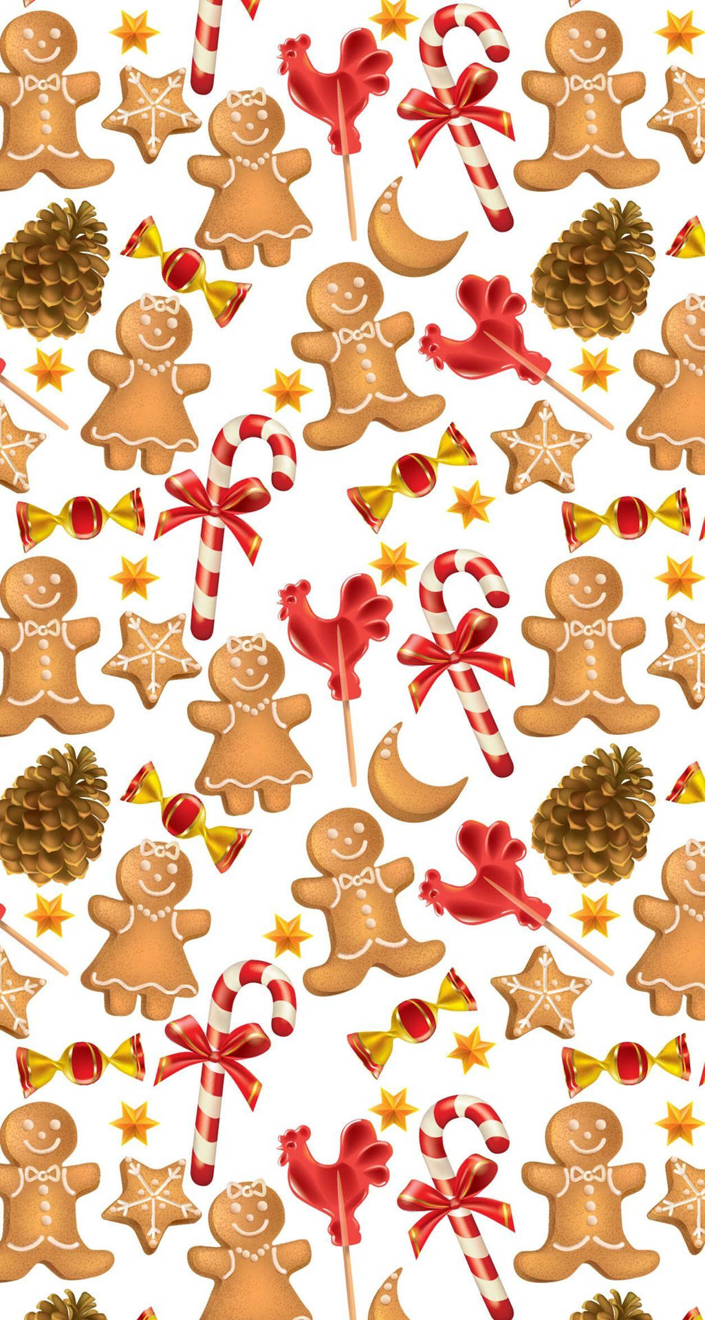 Candy Cane And Gingerbread Background
