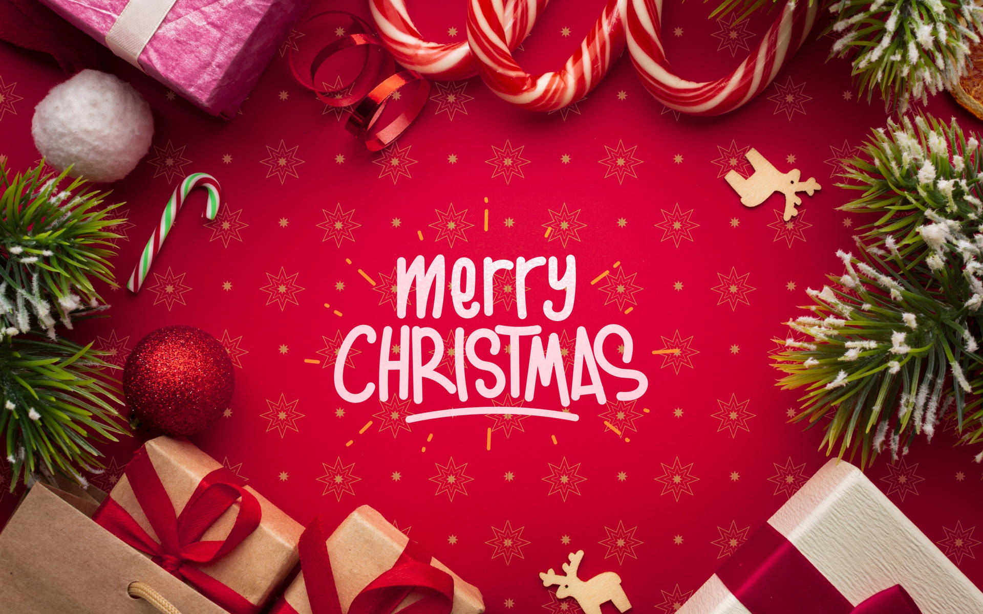 Candy Cane Merry Christmas Greeting Background