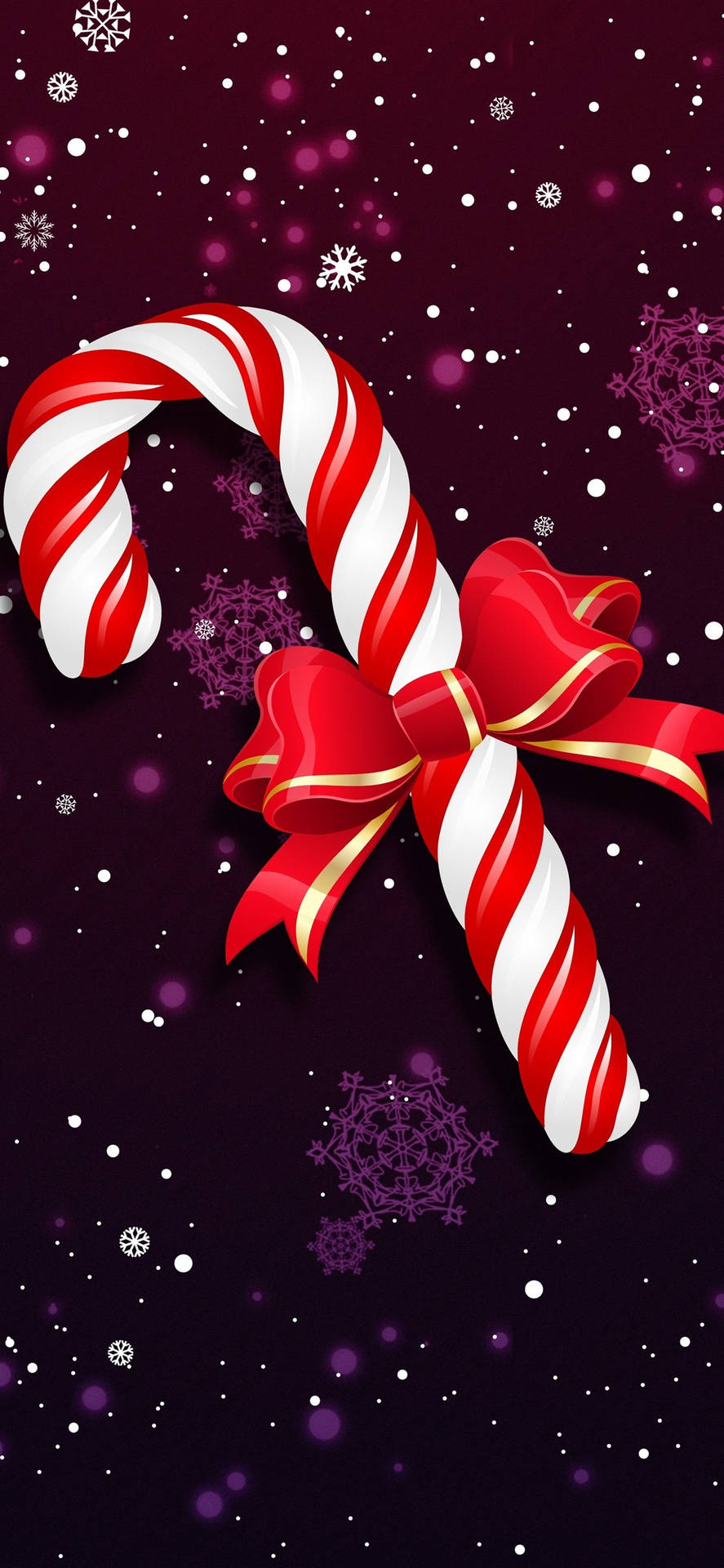 Candy Cane With Ribbon Background