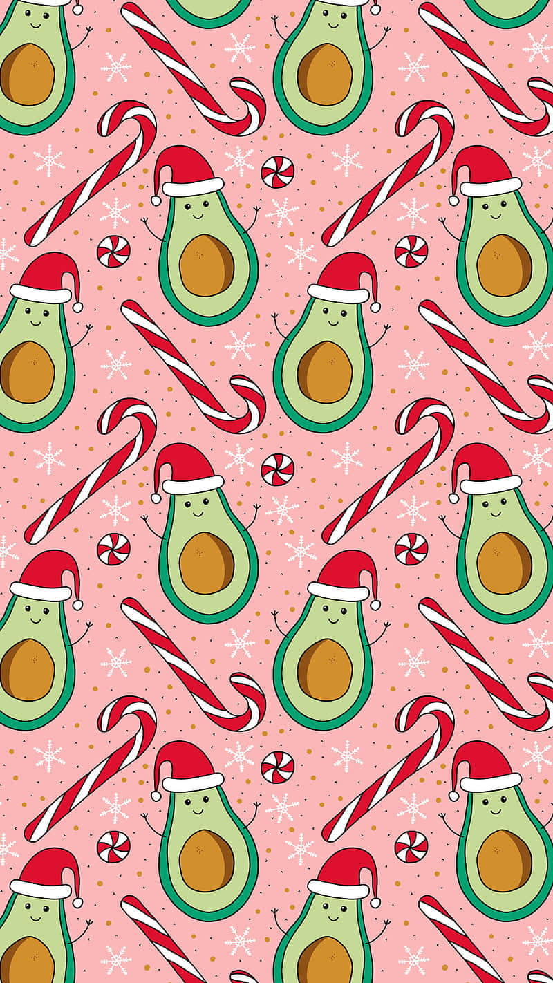 Candy Canes Avocado Cute Background