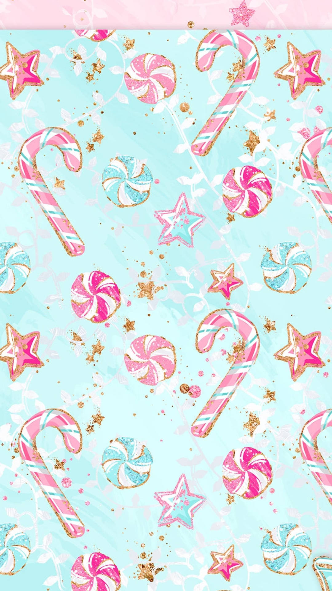 Candy Canes Bubblegum Motif Background
