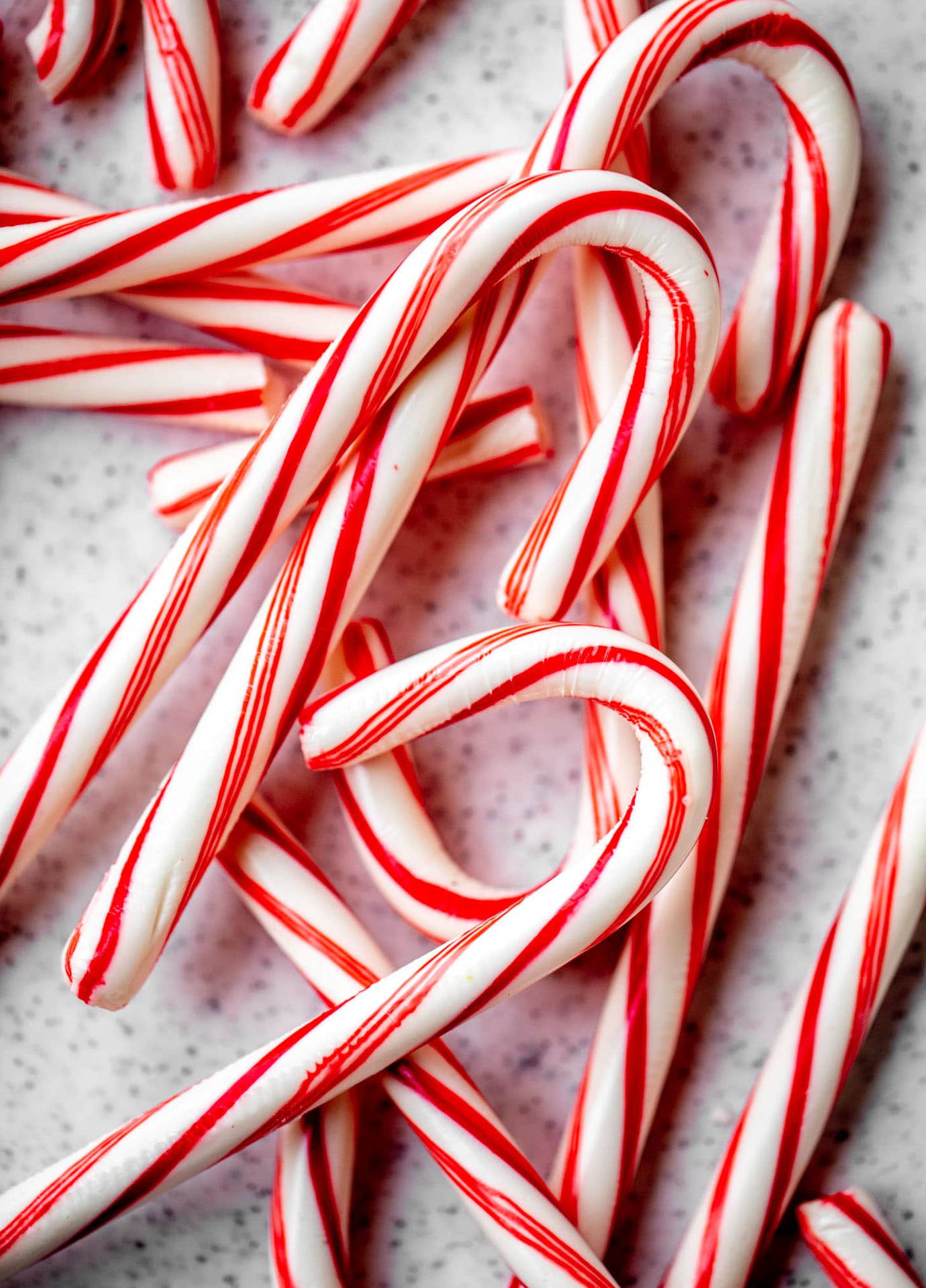 Candy Canes White With Red Stripes Background