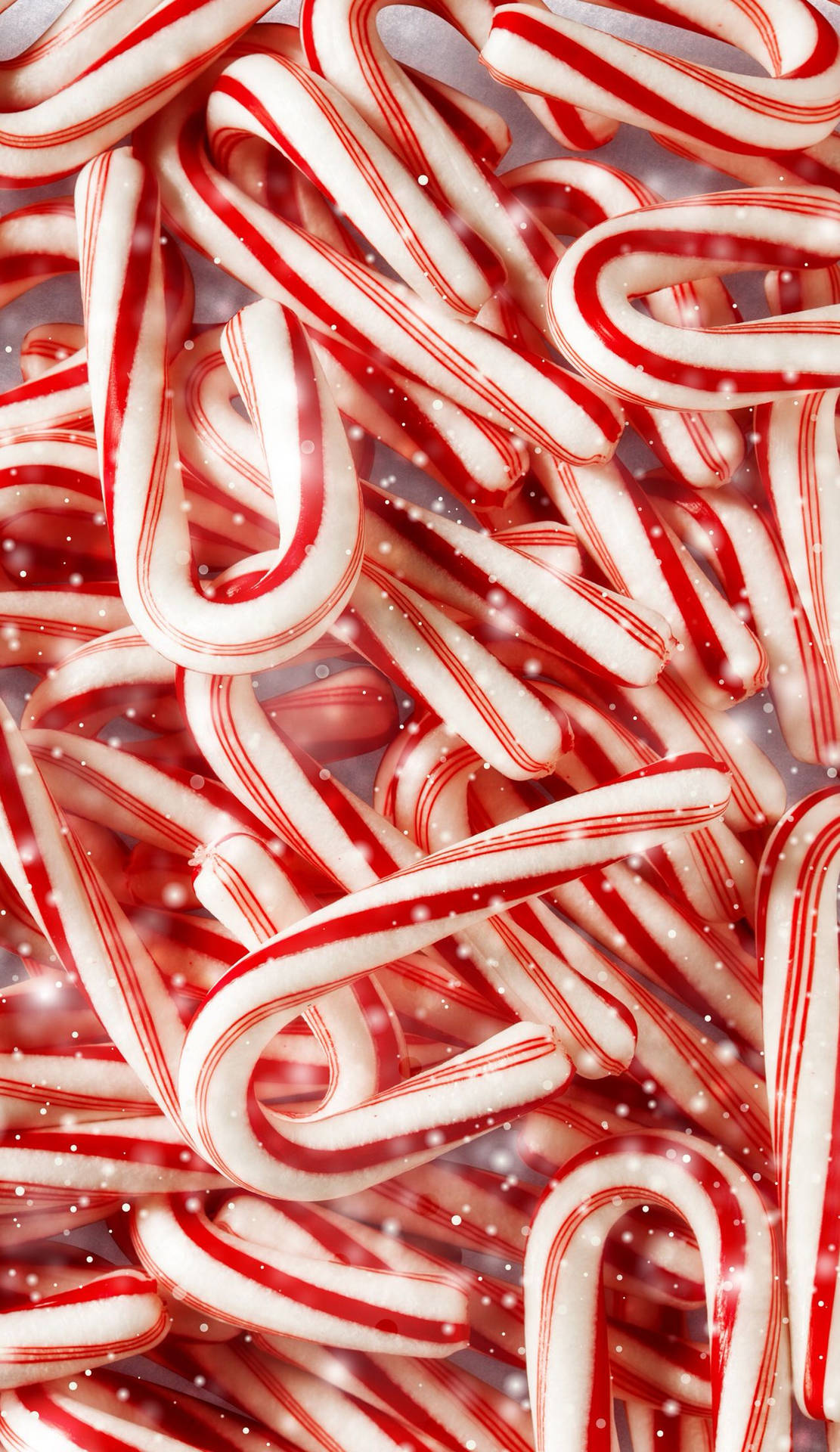 Candy Canes With Snow Background