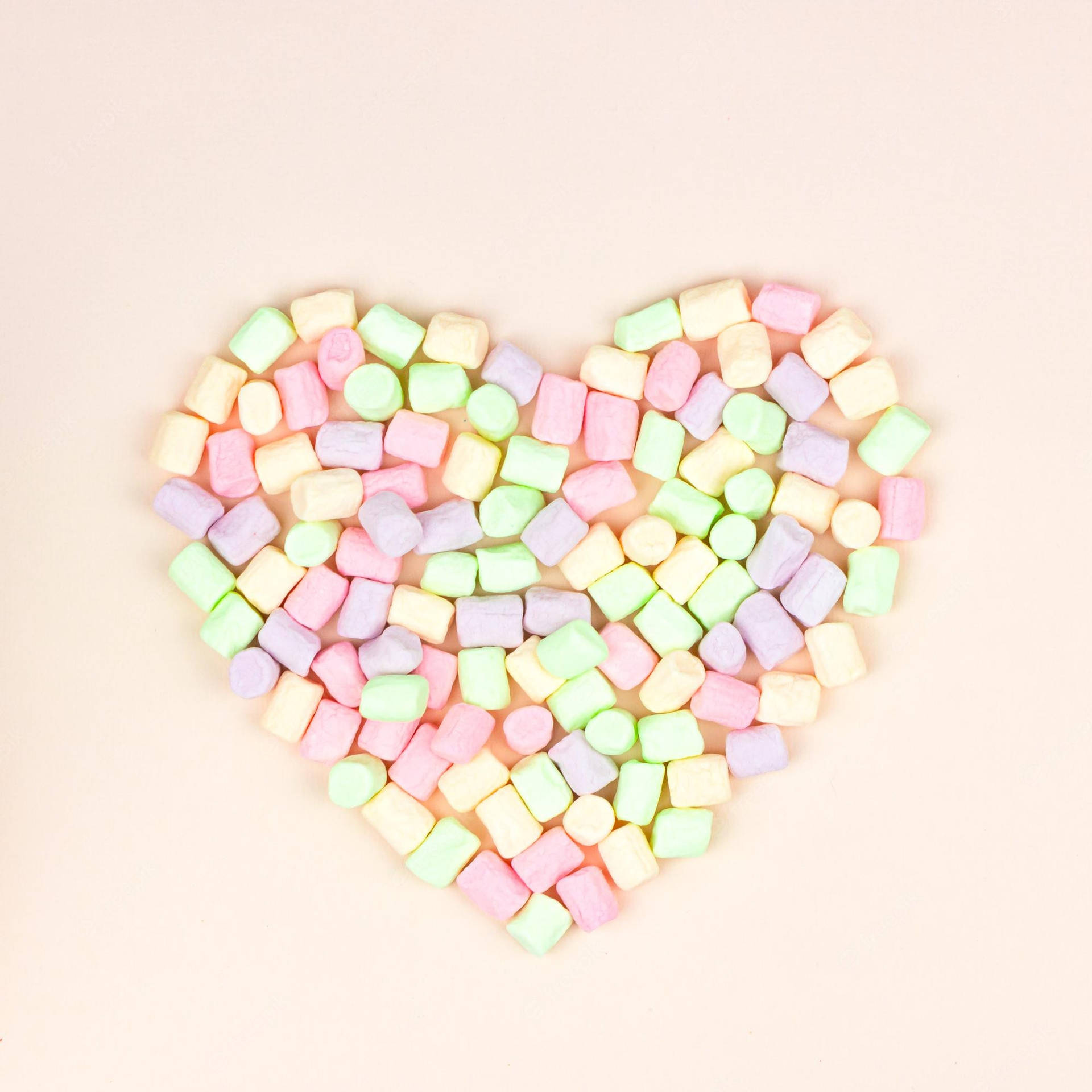 Candy Colored 3d Marshmallow Heart Background