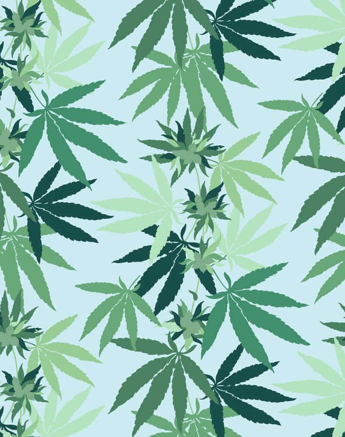 Cannabis Leaf Patterns Digital Art Background