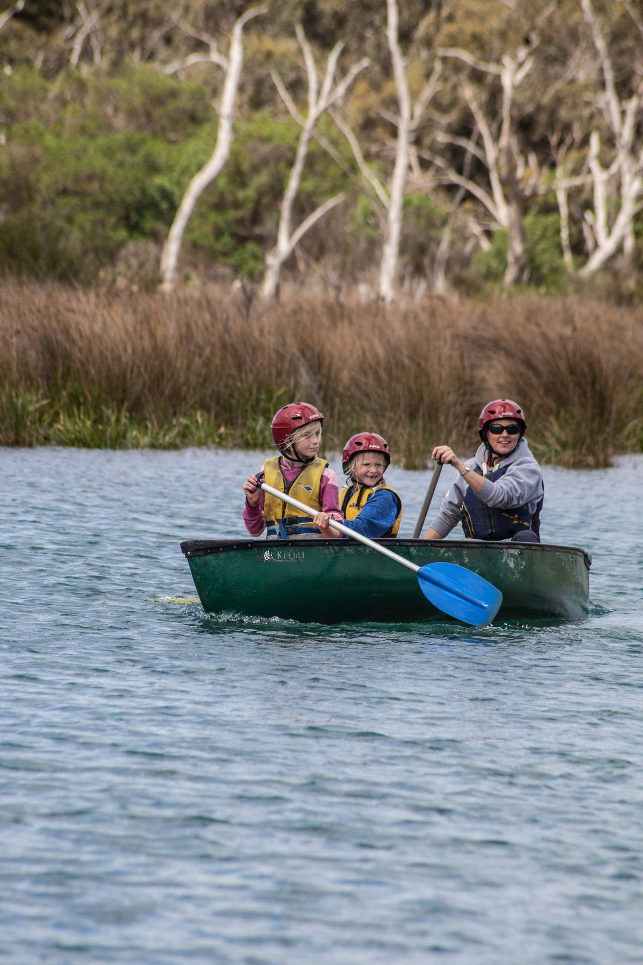 Canoeing Boat With Family Background