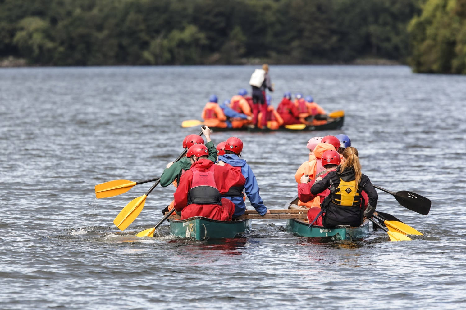 Canoeing In Group Background