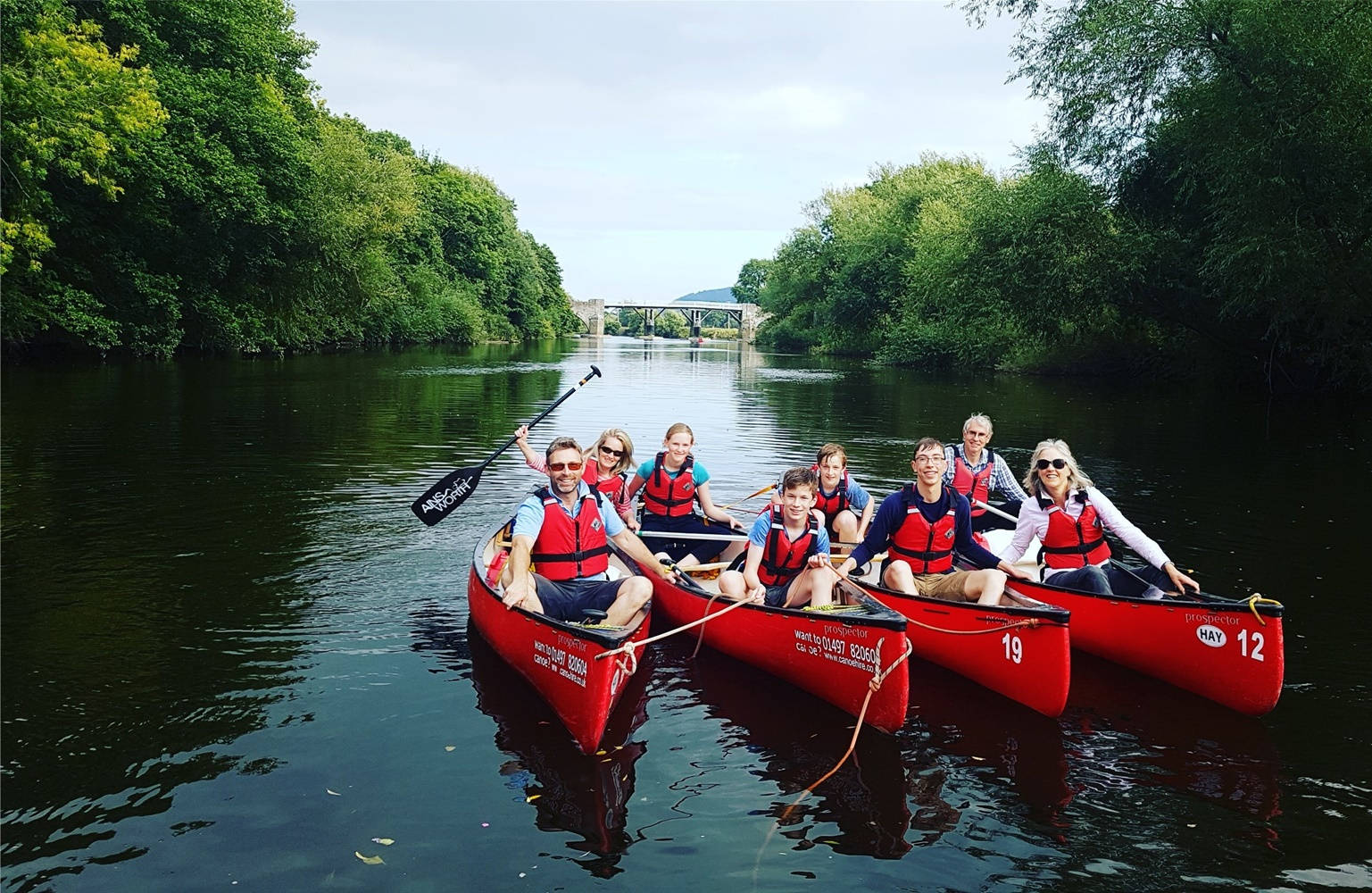 Canoeing Tourist In Group Selfie Background