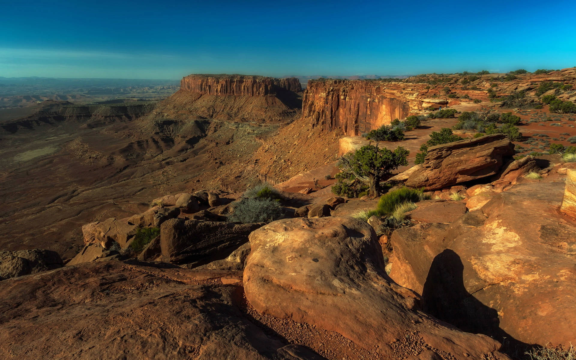 Canyonlands National Park With Blue Sky Background