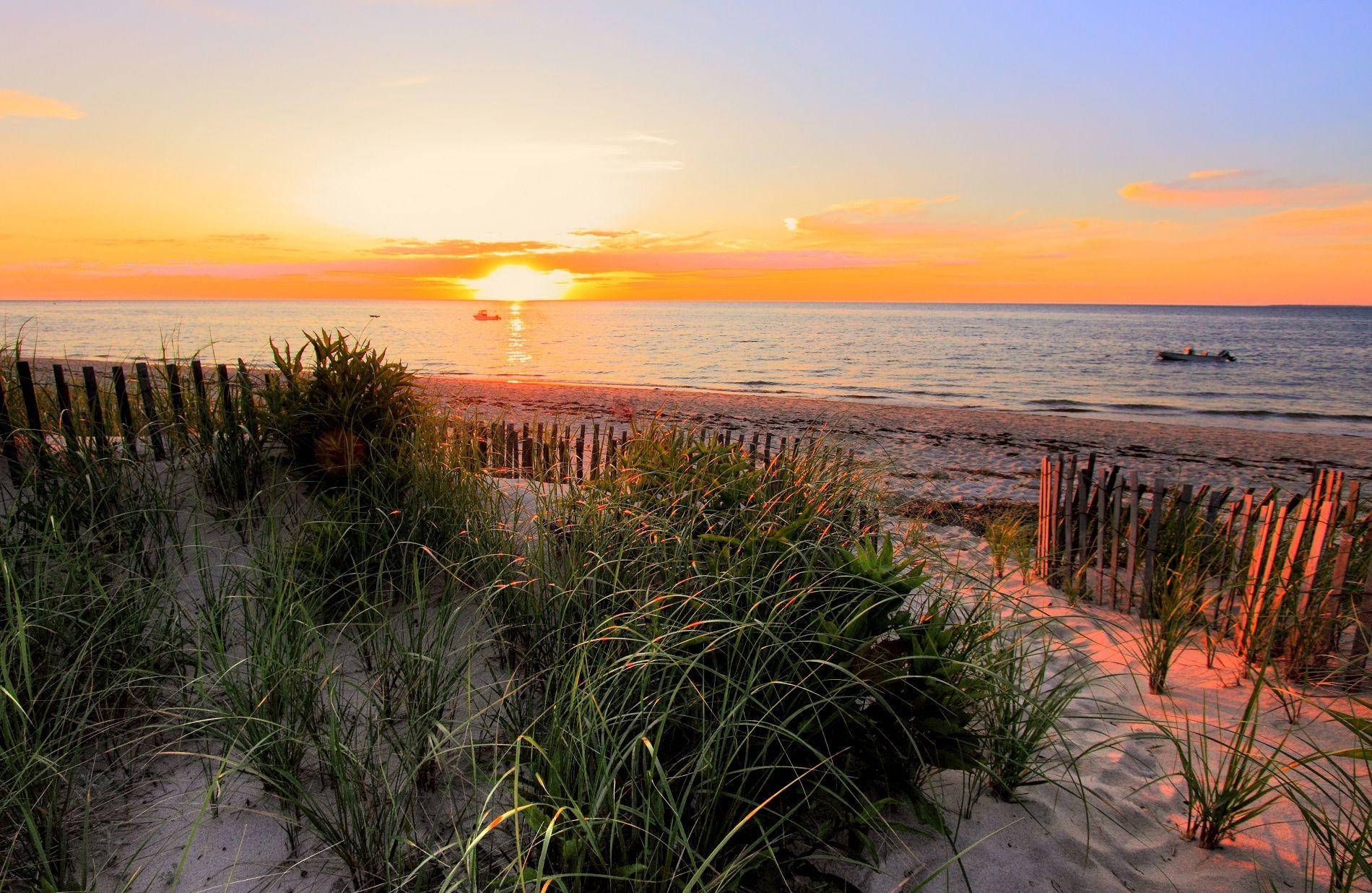 Cape Cod Beach Sunset View Background