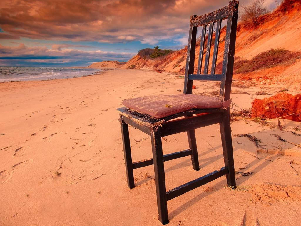 Cape Cod Chair By The Beach Background