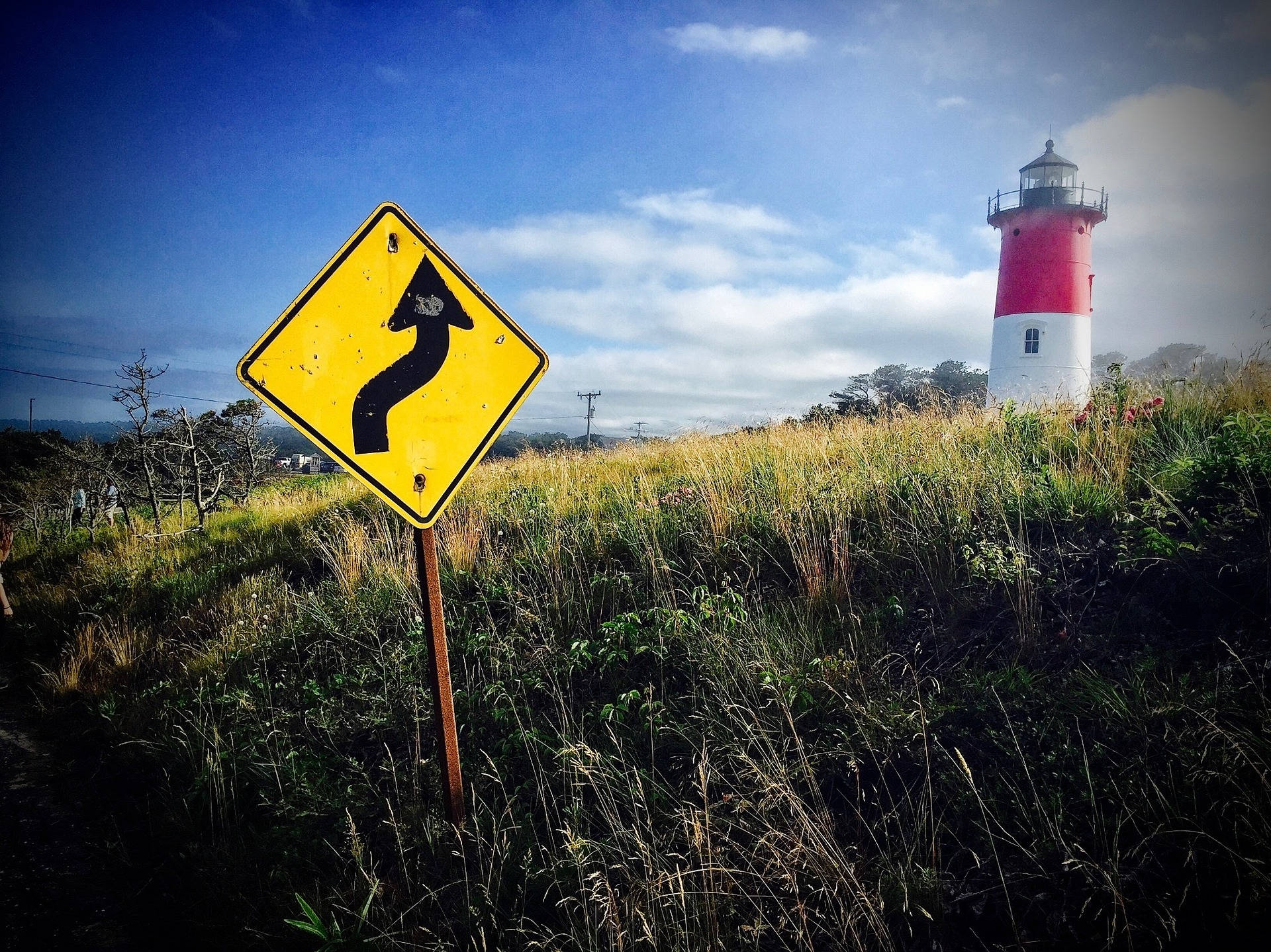 Cape Cod Curve Road Sign Background