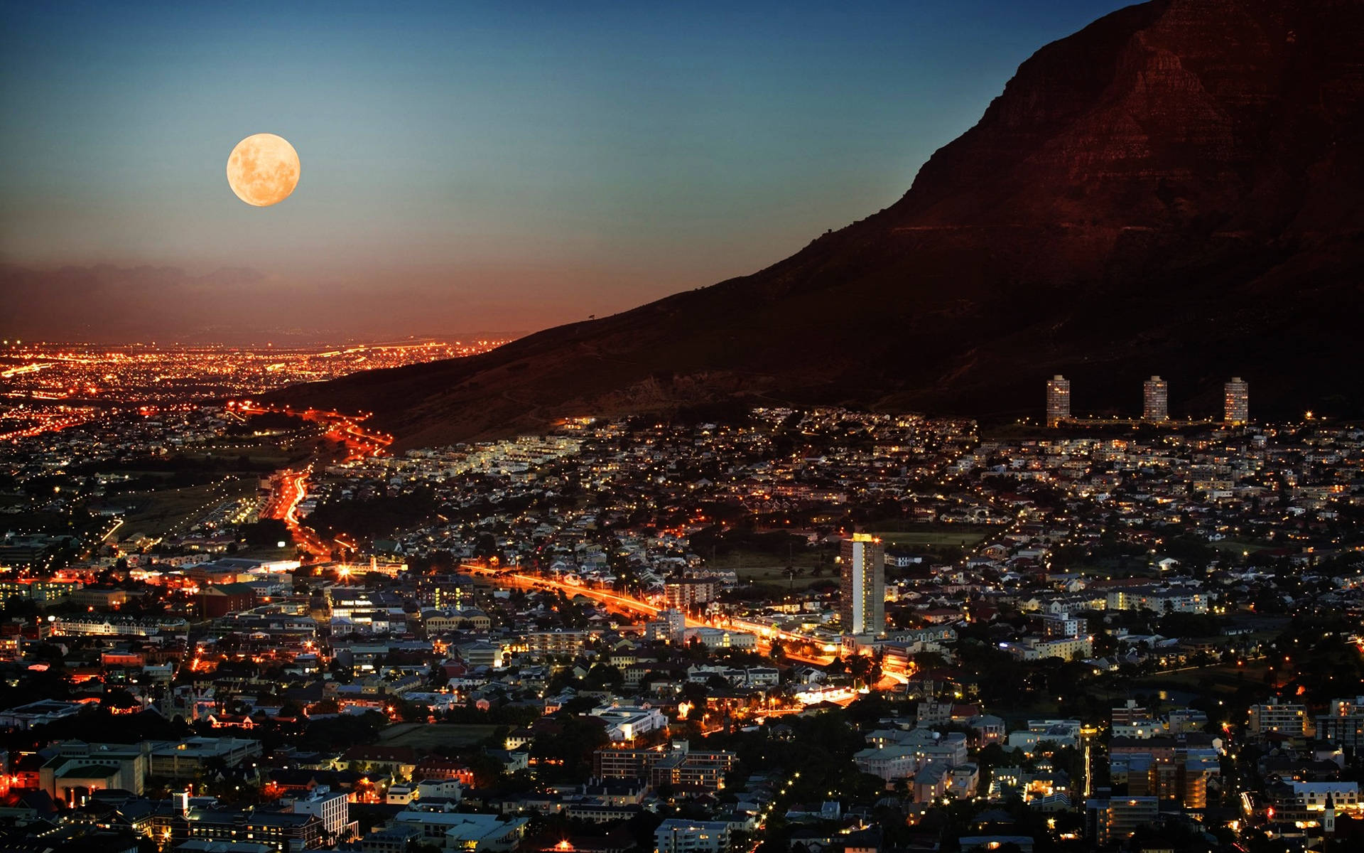 Cape Town Africa At Night Background