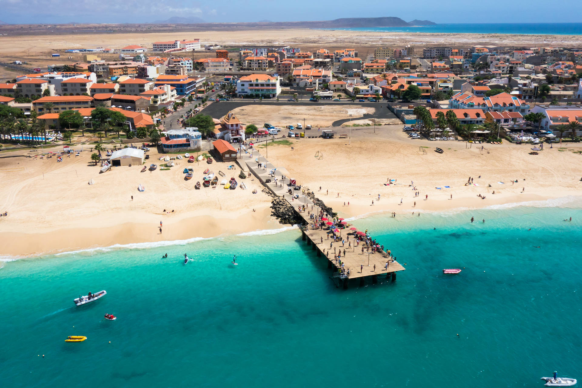 Cape Verde Beach With People Background