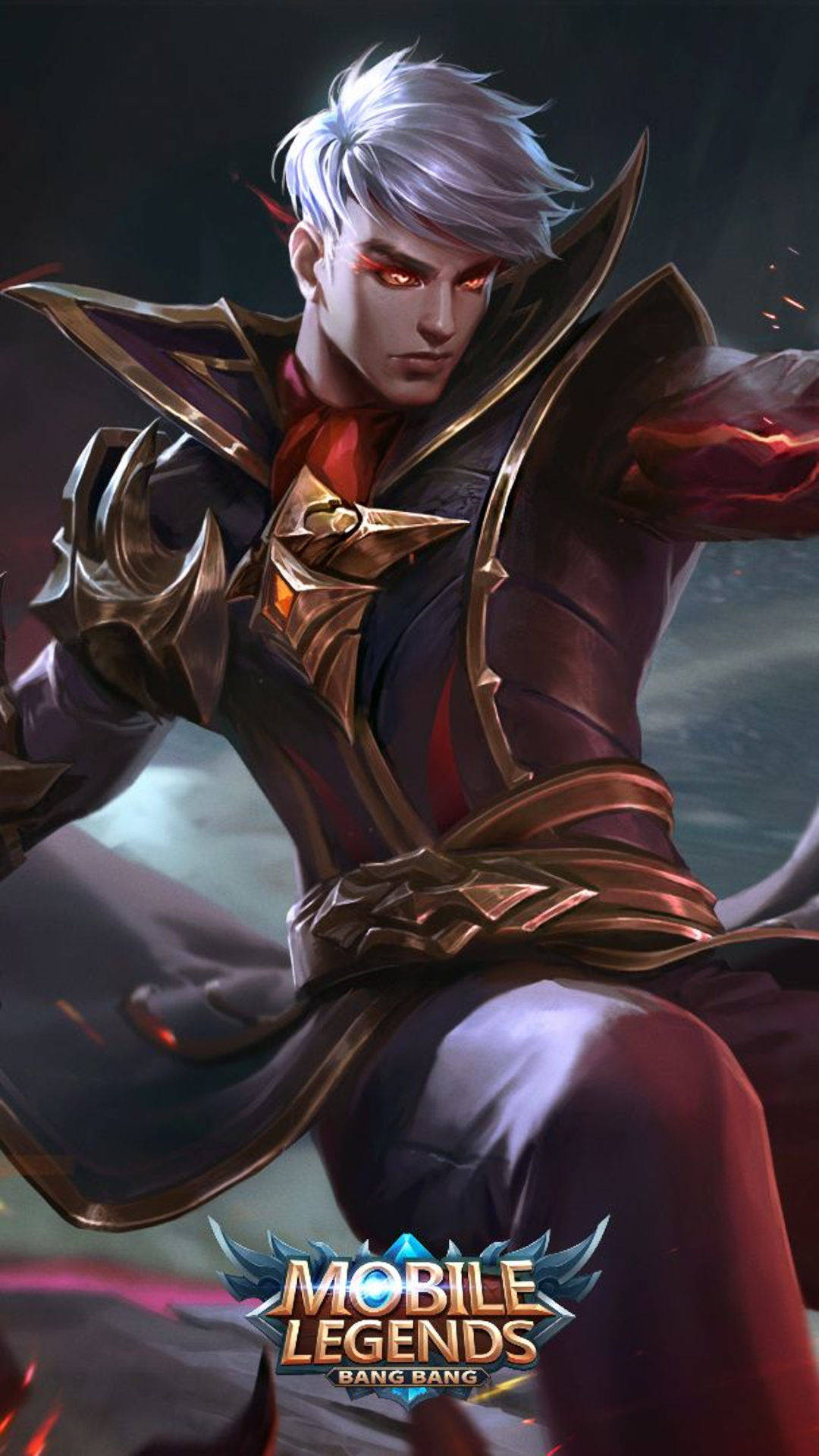 Caped Alucard With Mobile Legends Logo Background