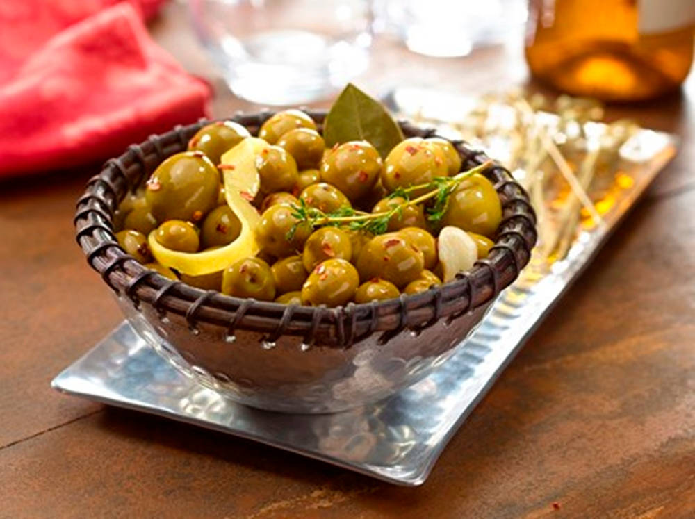 Caperberries In A Large Fancy Bowl